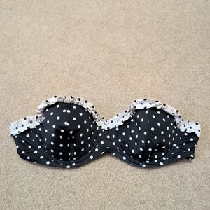 Victoria's Secret Black and White Polka Dot Strapless Bikini Top
